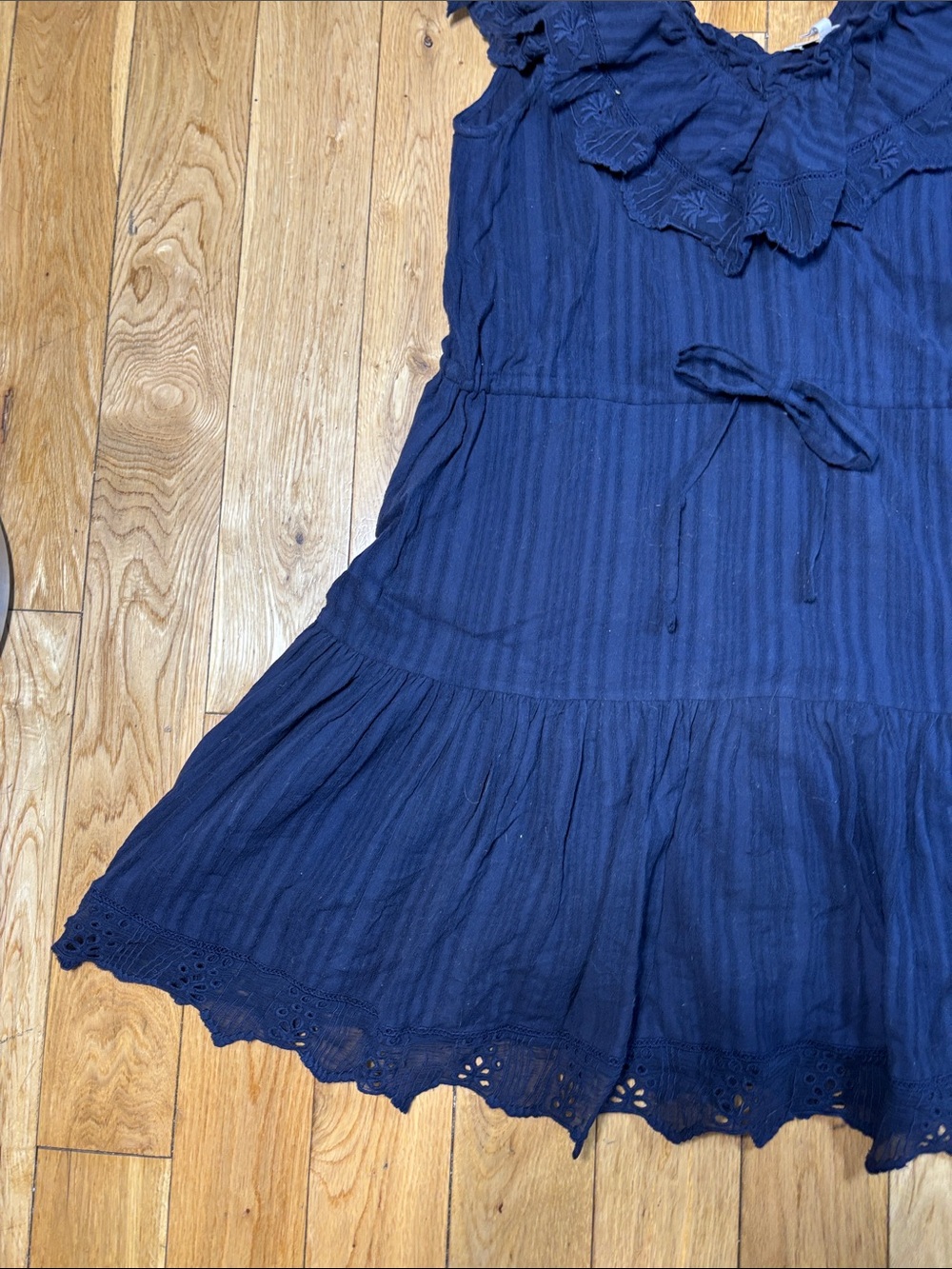 Rebecca Taylor Navy Ruffle Sleeveless Mini Dress Size 4 Boho Romantic - Picture 3 of 5